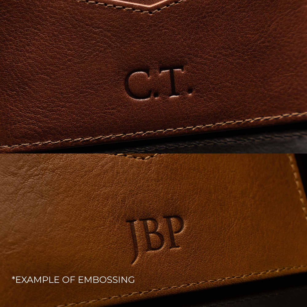 von baer personalized leather card holder embossed initials example perfect gift for him for her