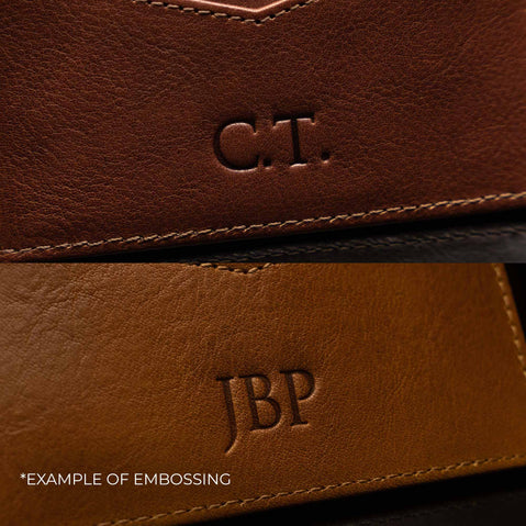 von baer personalized leather card holder embossed initials example perfect gift for him for her