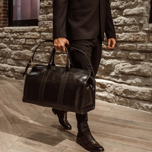 Men's Full-Grain Luxury Leather Weekender Bag Von Baer UK
