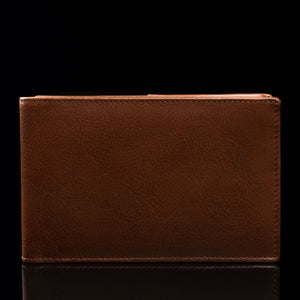 von baer slim leather passport holder travel rfid wallet brown front view