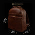 Von Baer Tallinn Liberty women's leather backpack for laptop in brown color, showcasing dimensions for optimal fit and functionality.