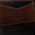 von baer tallinn minimalist mens slim leather card holder brown brand logo close up