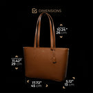 Von Baer Elegance luxury leather tote bag half turned view with dimensions