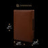 Von Baer full grain leather passport cover holder half turned view with dimensions