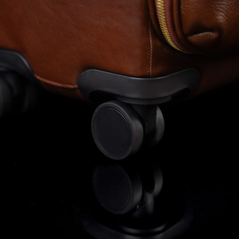 Brown Von Baer Voyager women's luxury leather carry on bag with smooth 360-degree 4-drive wheels