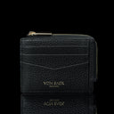 Von Baer W5 RFID slim luxury leather zip card case front view