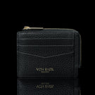 Von Baer W5 RFID slim luxury leather zip card case front view