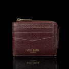 Von Baer W5 RFID slim luxury leather zip card case front view