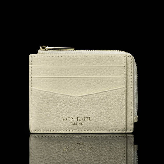 Von Baer W5 RFID slim luxury leather zip card case front view