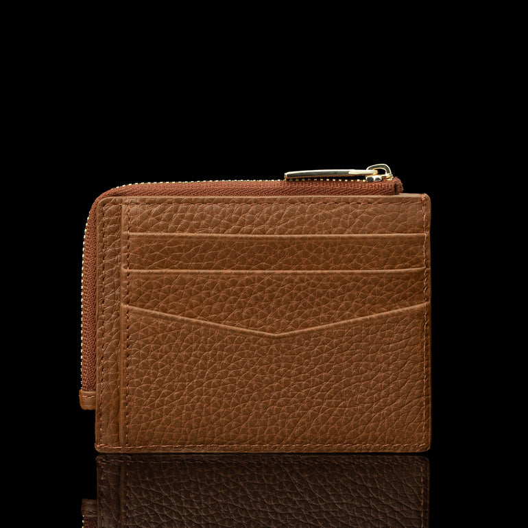 Von Baer W5 RFID slim luxury leather zip card case back view