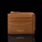 Von Baer W5 RFID slim luxury leather zip card case front view