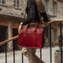Exquisite Women s Laptop Bag - deep red color with shoulder strap