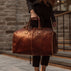 Grand Womens Leather Garment Bag - brown with model