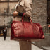 Weekender Womens Leather Weekend Bag deep red with mode
