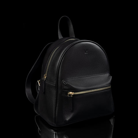 bella womens small leather backpack black side