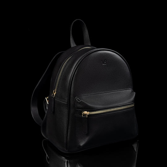 bella womens small leather backpack black side