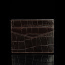 cards and cash leather card holder solid brown croco print front and back
