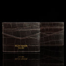 cards and cash leather card holder solid brown croco print front and back