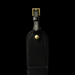 classic leather luggage tag elegant black front view