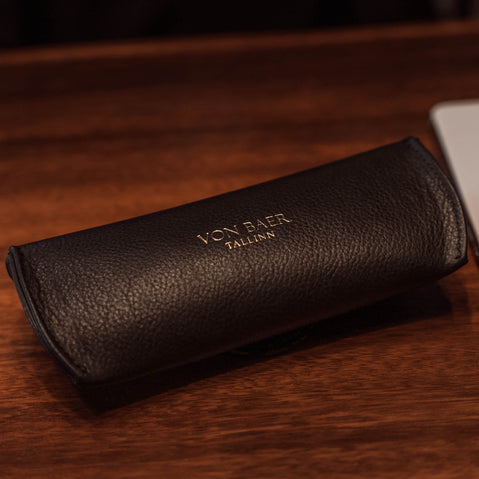 deluxe leather glasses case black iphone lifestyle