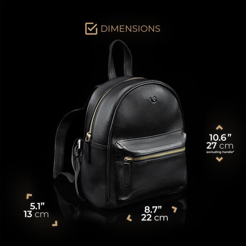 von baer bella womens luxury small leather backpack dimensions