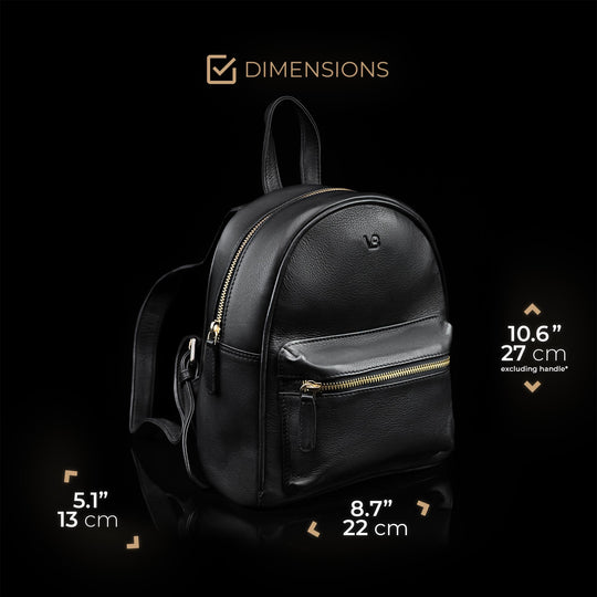 von baer bella womens luxury small leather backpack dimensions