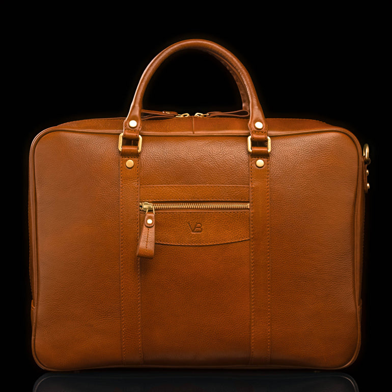 CITY LARGE Leather Laptop Bag tan