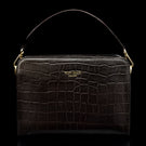 von baer model 1 ladies small leather handbag brown croc print detachable handle front view