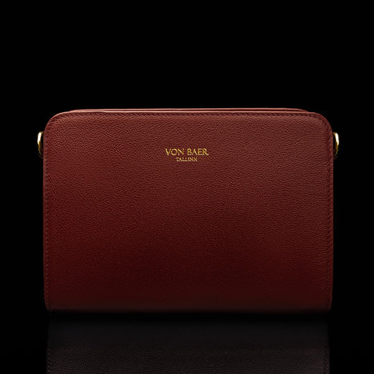 von baer model 1 small leather handbag red front view