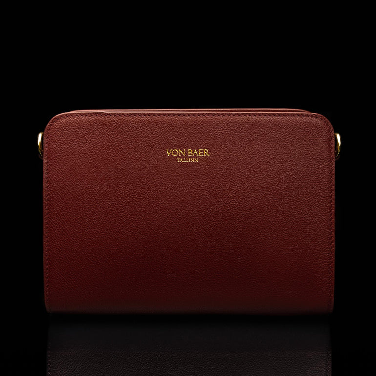 von baer model 1 small leather handbag red front view